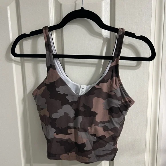 Lululemon Camo Align Tank Top Crop Camo Dusty Bronze Multi Brown Size 6 - Picture 2 of 4
